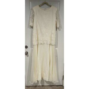 Vintage New w/ Tag Loralie Cream Lace & Chiffon Dress Size 18 Elegant Wedding